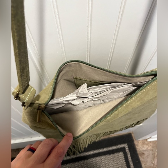 Sundance Catalog Olive Suede Leather Fringe Shoulder Bag - Picture 5 of 8